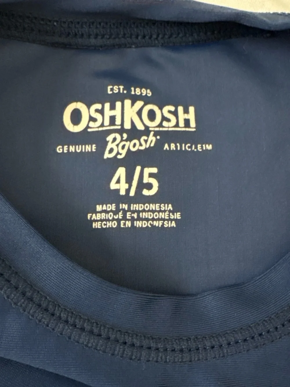 OshKosh B'gosh Navy Long-Sleeve Rash Guard with Teal and Neon Yellow Accents